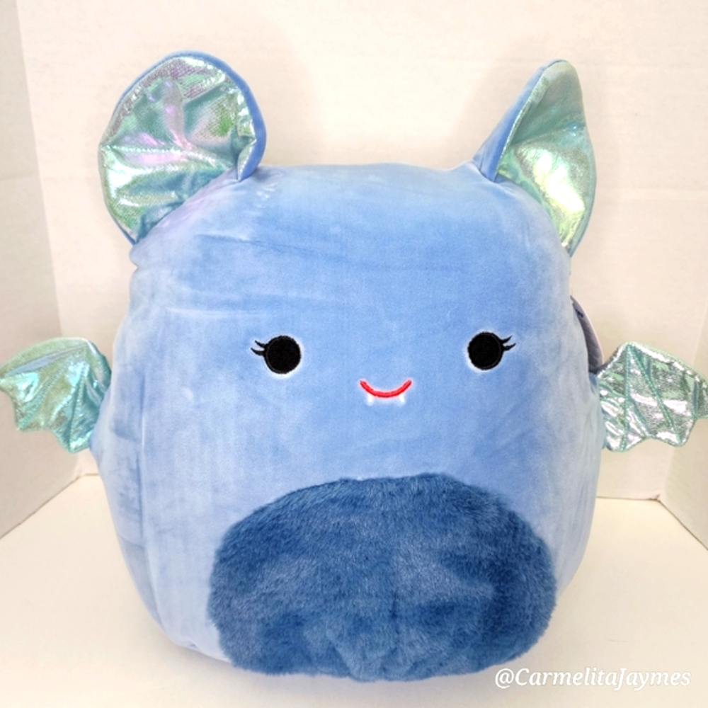 🎃 ESTE 🦇 14" Blue Glittery w Fur Bat Halloween 2024 Original Squishmallow NWT